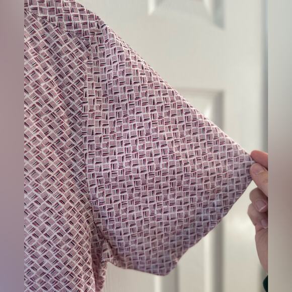 Ted Baker White & Maroon Sketch Patterned Short Sleeve Shirt - Picture 6 of 9